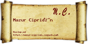 Mazur Ciprián névjegykártya